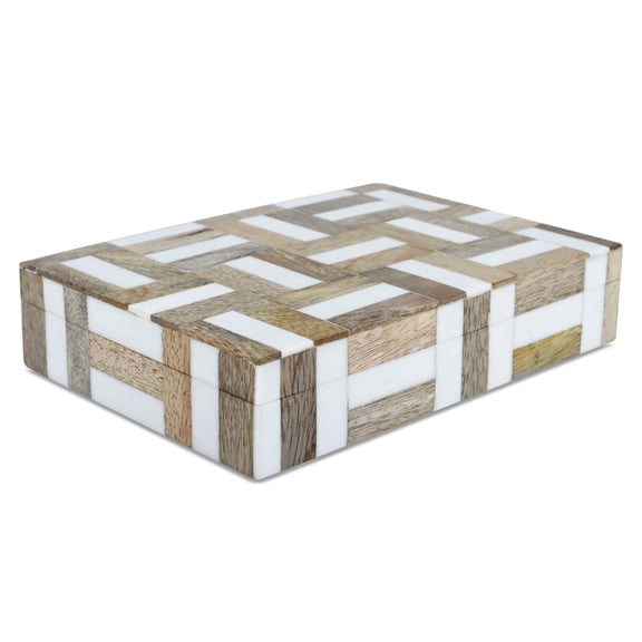 Handicrafts Home Decorative Storage Box, Keepsake Holder & Gift Box or Decorative Accent, Jewelry Organizer, Made with Wood & Resin Inlay, Handmade Marquet Chase Collection – 5x7x1.5