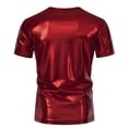 thumbnail image 5 of WTXUE T-Shirts Short Sleeve, Crew Neck Shirts for Men Sports T Shirt Casual Lapel Shiny T Shirt Top Solid | Dancewear for Men Red M, 5 of 7