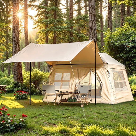 SOBREMESA 3-4 Person Inflatable Camping Tent with Dual-Side Weatherproof Canopy, Easy Setup Glamping Air Tent with Hand Pump & Skylight, Waterproof Windproof 4-Season Outdoor Tent