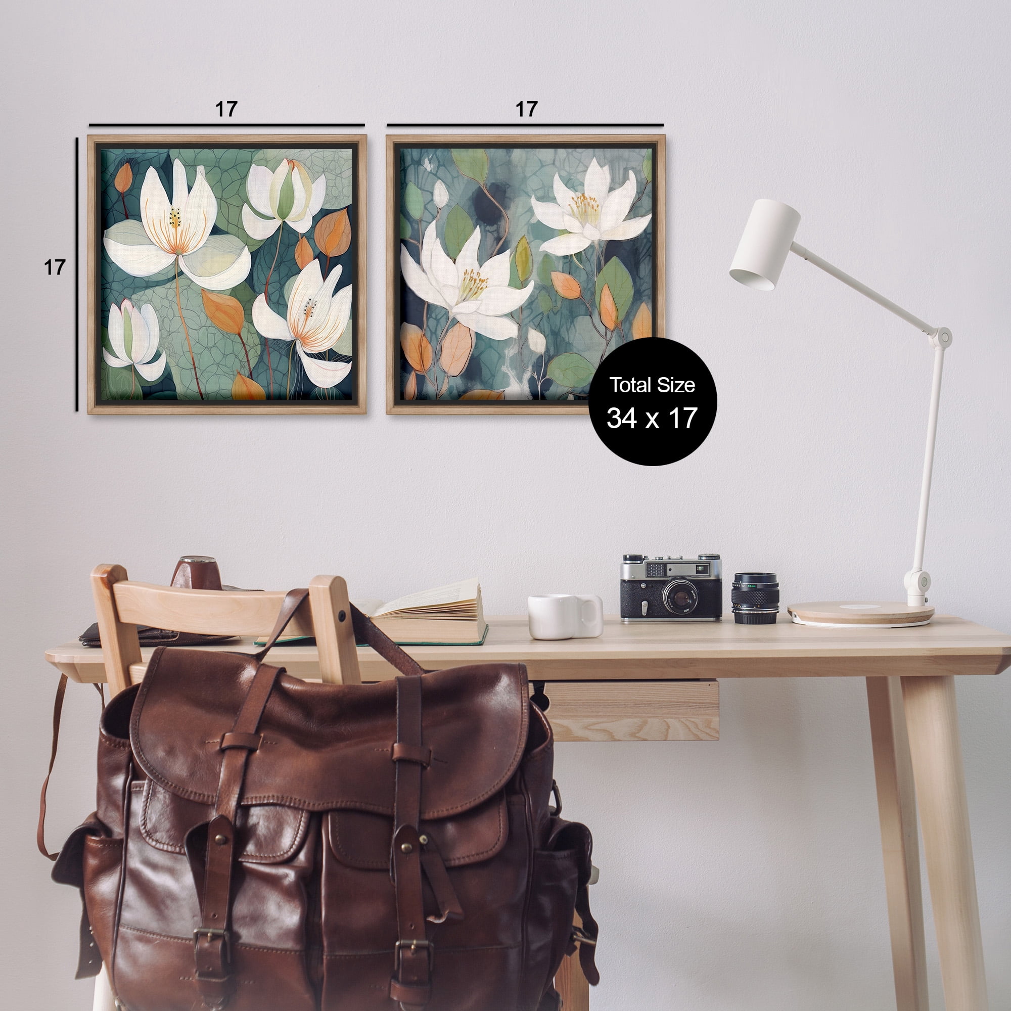 Stupell Industries Patterned Iris Blooms Botanical & Floral Painting Brown Floater Framed Canvas Art Print Wall Art, 18 x 18, Set of 2