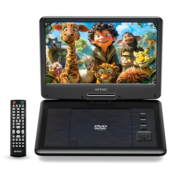 Reproductor de DVD portátil OTIC 13, pantalla giratoria HD de 11,6", negro