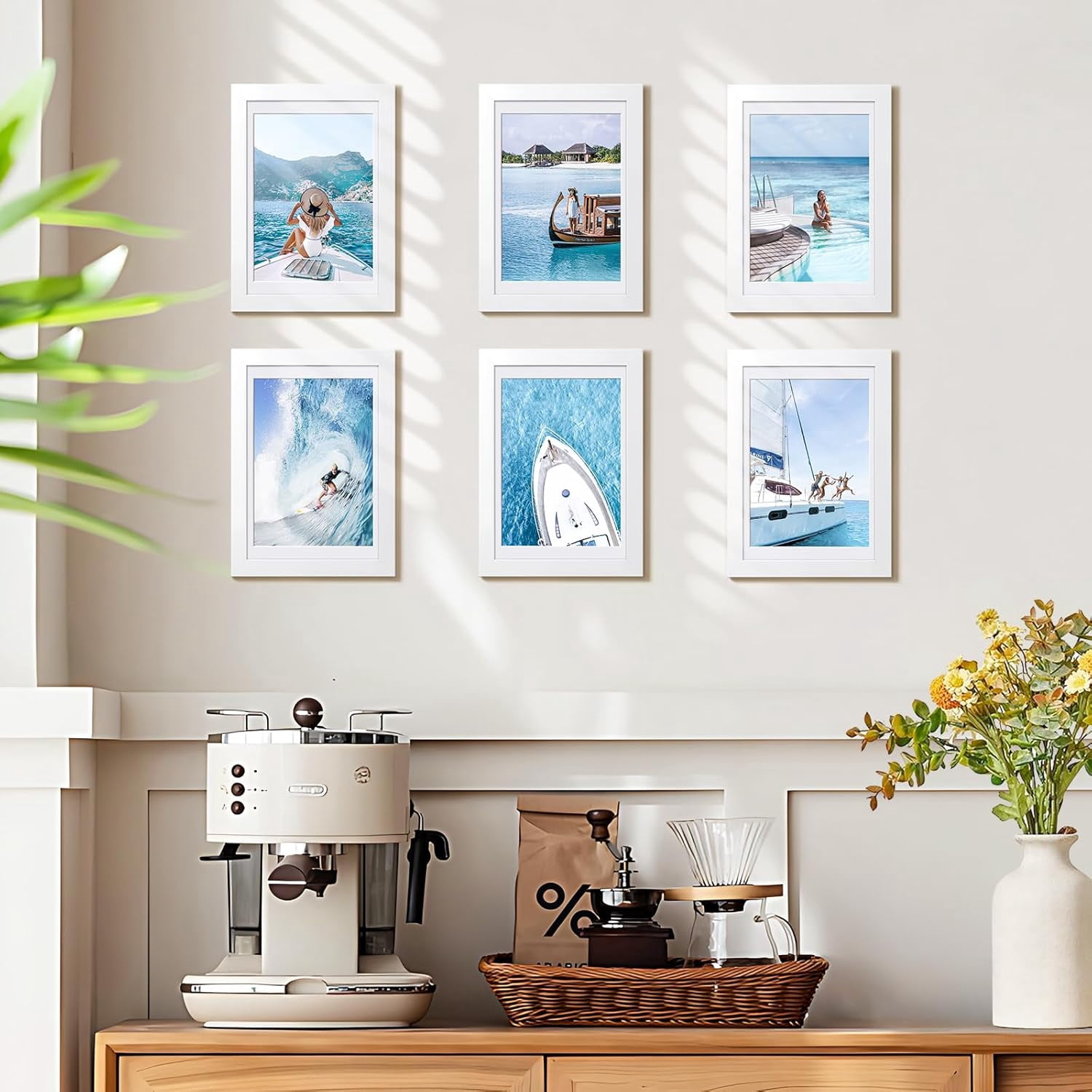 TAVENE 5 Pack White 4x6 Picture Frames, Fits 3.5x5 Photo with Mat or 4x6 Without, Wall & Tabletop Gallery Photo Display