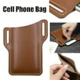 thumbnail image 3 of Porfeet Men Outdoor Belt Waist Bag Faux Leather Case Pouch Cell Phone Card Holder Cover,Brown, 3 of 10