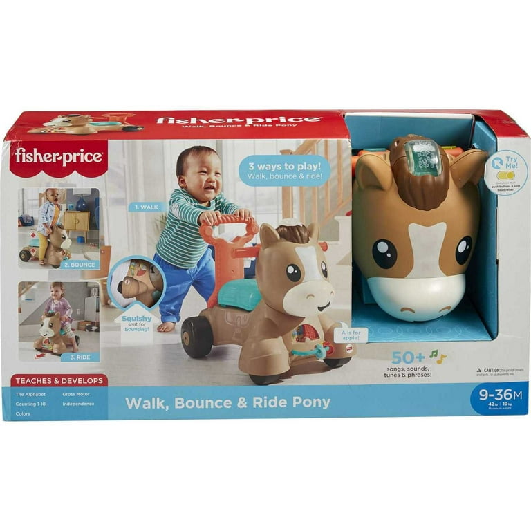 Fisher-Price Horse Ride Bounce Baby Walker, Push Spin Learning