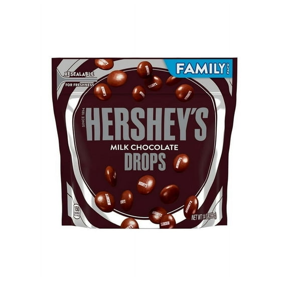 Pack of 2 Hershey's Drops Milk Chocolate Candy, Family Pack 14 oz