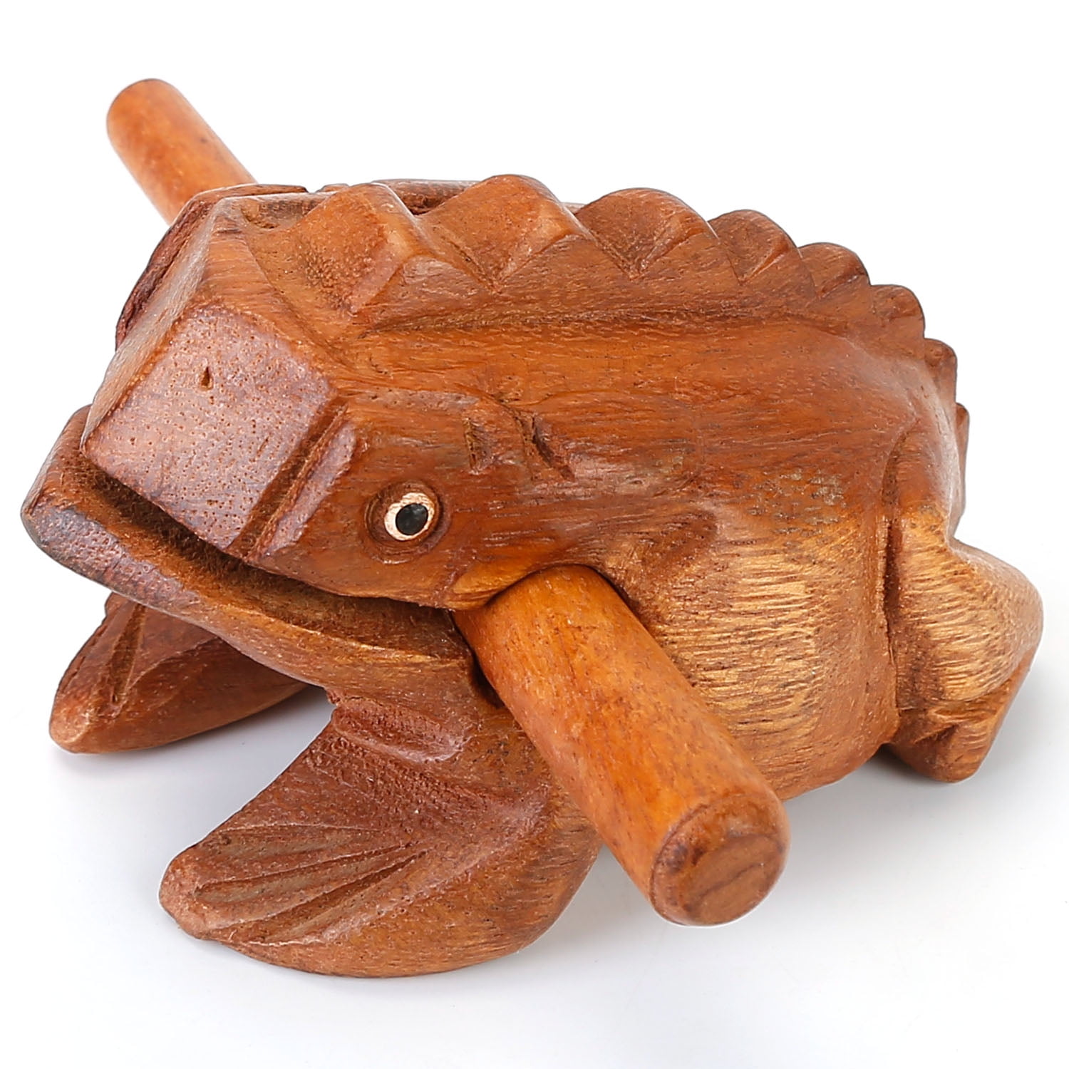 Wooden Frog Carved Croaking Knocker Instrument Musical Sound Frog Handcraft Toy 