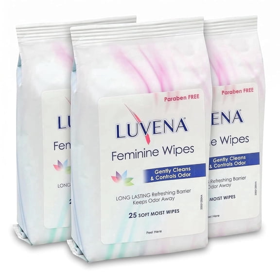 Luvena Feminine Wipes for Women, pH Balanced Cleansing Cloths, Refresh & Resist Odor, Gynecologist Tested, Aloe & Cucumber Scented, 25 Count, Value 3 Pack