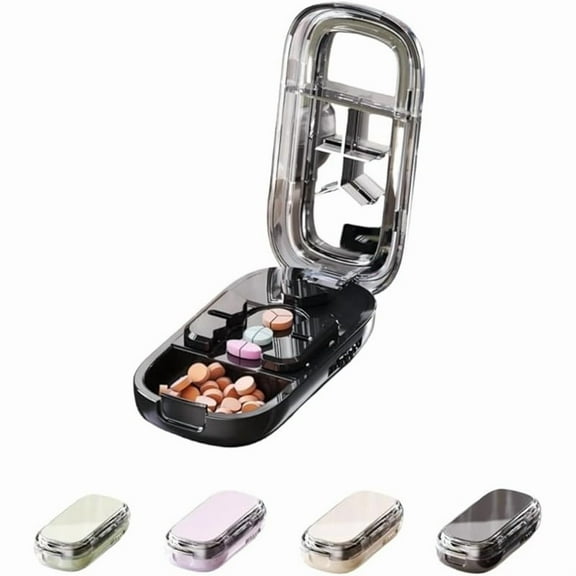 Professional Portable Pill Cutter Splitter for Small and Tiny Pills with Stainless Steel Blades and Storage Box Ideal Pill Cutter for Precise Splitting of 1/2 1/3 1/4 Pills (Black)