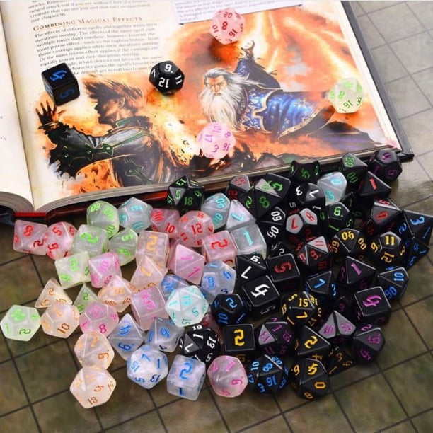 Conjunto de dados poliédricos de brillo iridescente D4 D6 D8 D10 D% D12 D20 para el juego de mesa