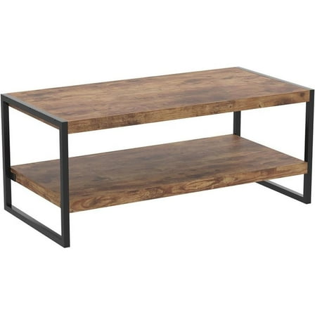 Pemberly Row 47.25"L Coffee Table Black Metal in Brown Reclaimed Wood