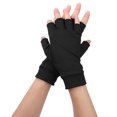 thumbnail image 3 of 1 par de guantes de compresión para artritis con dedos abiertos, guantes de terapia con contenido infundido de cobre L, 3 of 8
