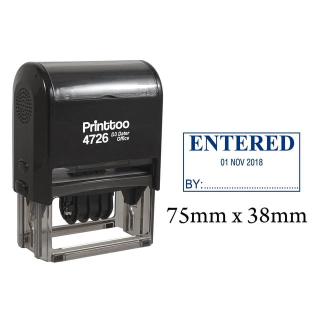 Printtoo Tampon Datter Auto-Encreur avec Entrée par Texte & Signature Tampon Caoutchouc Espace-Bleu