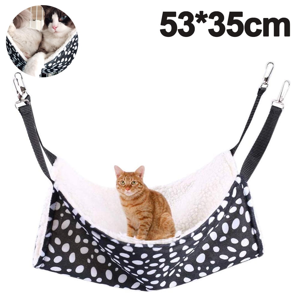 Cat Hammock Bed Volwco Soft Fannel Pet Hammock for Cage Chairs 16~20 Cat Hanging Bed Kennel with 4 Anti-Slip Silicone Ring for Rabbit Puppy and Other Small Animals