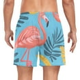thumbnail image 2 of ALAZA Men's Swim Trunks Beach Shorts Summer Flamingo Leaves Lightweight Athletic Bathing Suits XL, 2 of 9