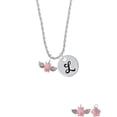 thumbnail image 2 of Delight Jewelry Silvertone Mini Pink Flying Pig Silvertone Script Initial Disc - L - Charm Necklace, 20"+3", 2 of 4
