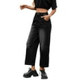 thumbnail image 2 of Mid Rise Jeans for Women Wide Leg Mid Waist Cropped Denim Pants Y2k Baggy Boyfriend Jeans with Pockets Black Grey XXL, 2 of 8