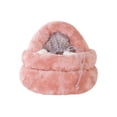 thumbnail image 2 of Cama redonda para gatos de felpa suave con capucha para perros y gatos, piel sintética Rosa Zulema felpa gatos perros cama, 2 of 7