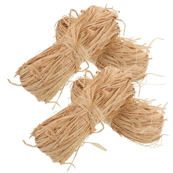 ELAYARD Khaki Raffia Grass Straws for Crafts, 4 Bundles - Natural Decorative Crafting Material