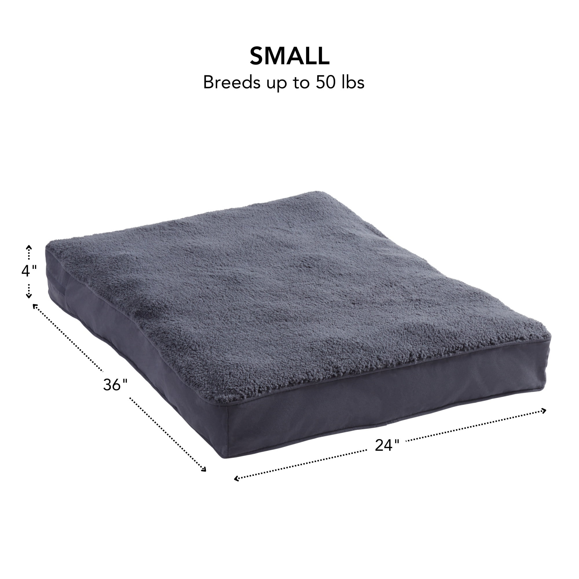 Happy Hounds Daisy Deluxe Sherpa Supportive Dog Bed, Blue Steel, Small (36 x 24 in.)