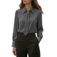 thumbnail image 2 of Blczomt Plus Size Blouses for Curvy Women Casual Cute Gray Tees Lightweight Short Sleeve Ladies Blouses,XXL, 2 of 6