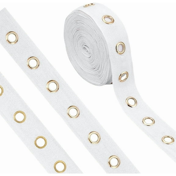 8 Yards Cotton Grommet Tape White Eyelet Tape 1.5 inch Wide Grommet Trim Fabric Twill Eyelet Trim with Grommets for Sewing Craft Corset Shirt Shoes Skirt Jacket 10mm Hole