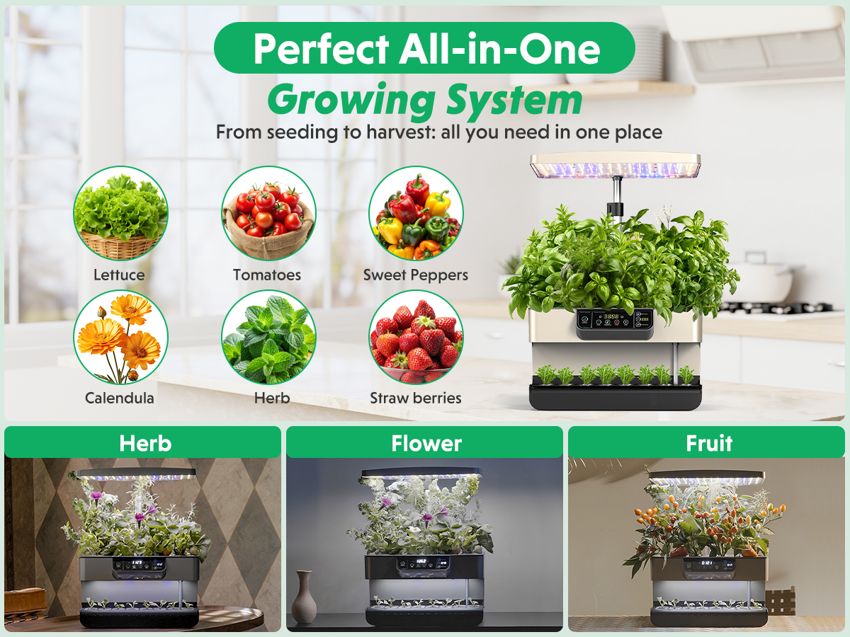iFarm Hydroponics Growing System 28 Pods Indoor Garden with App Control 35W LED Grow Light, Water Shortage Alarm, Silent Pump, Complete Kit for Family Gardening (Seeds & Nutrients Not Included)