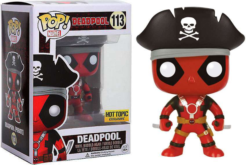 Funko Pop Hot Topic Exclusive Marvel Pirate Deadpool Vinyl Bobble Head Figure 