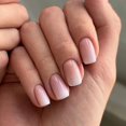 thumbnail image 1 of 24 Uds uñas postizas cubierta completa uñas postizas elegante Rosa gradiente brillo uñas cortas francesas ataúd uñas postizas cortas prensa en las uñas, 1 of 4