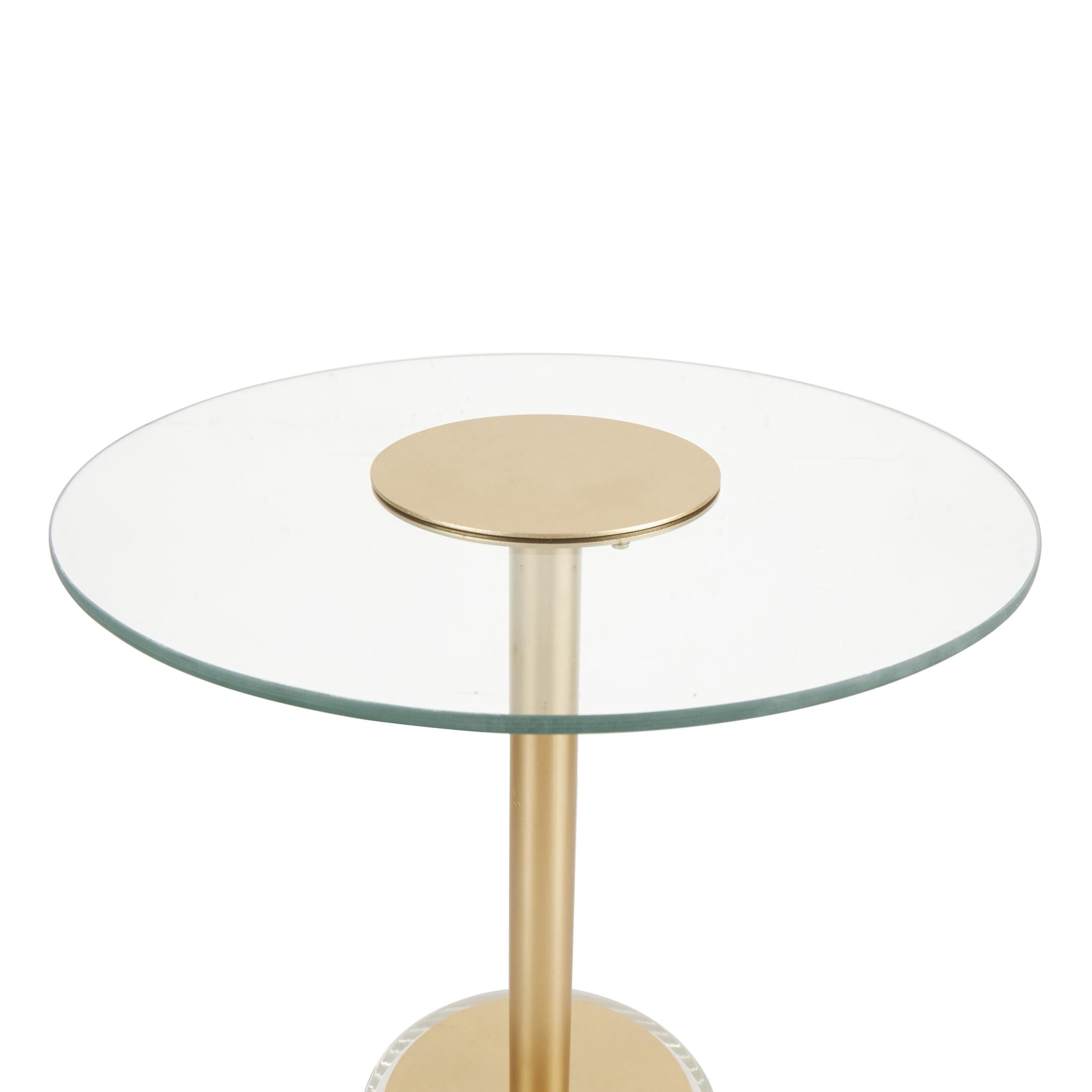 DecMode 16" x 22" Clear Acrylic Plastic Accent Table with Elevated Base and Gold Stand, 1-Piece