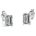thumbnail image 5 of JeenMata Minimalist 4 Carat Emerald Cut Moissanite Solitaire Stud Earrings In 18K White Gold Plating Over Silver, 5 of 5
