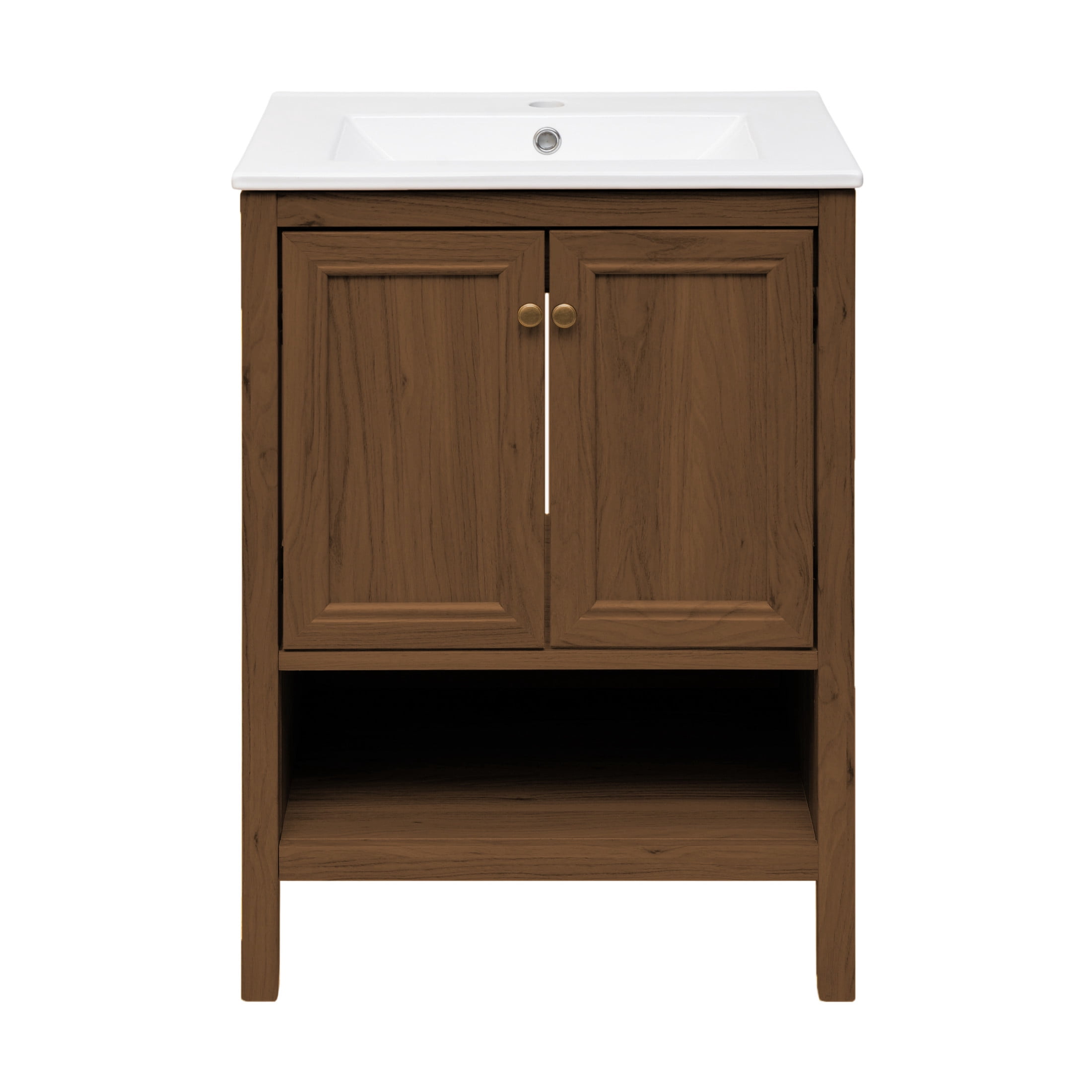 Chateau 24" Freestanding Bathroom Vanity in Brown Oak with Sink Top