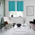 thumbnail image 5 of 2 Panels Kitchen Tier Curtains 39 Inch Length, Teal Morocco Grommets Window Treatment Curtain, Geometric Leaf Diamond Lattice Abstract Thermal Curtains Drapes for Living Room/Bathroom, 5 of 9