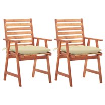 vidaXL Patio Dining Chairs Outdoor Patio Chair with Cushions Solid Wood Acacia