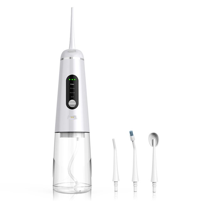 Jumpingount Irrigador de inalámbrico Pantalla digital giratoria 350ml Flosser de agua Herramienta de limpieza de de viaje cuidado de los oídos Blanco