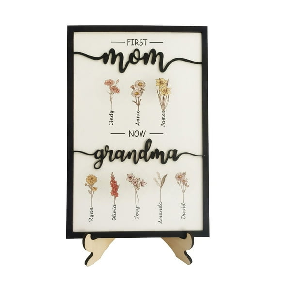 CSChome Customized Birth Month Flower Wall Art Personalized Canvas Printing for Mom Grandma