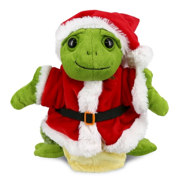 DolliBu Santa Sea Turtle Stuffed Animal Plush Hand Puppet - Super Soft Ocean Life Animal Dress Up with Santa Claus Outfit, Cute Holiday Christmas Gift - 10 Inch