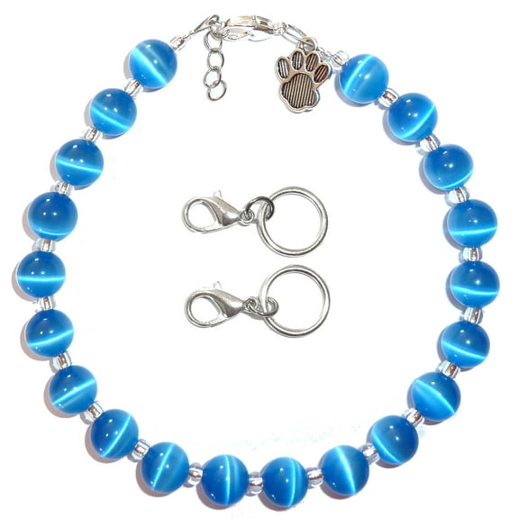 Pet Collar Adjustable Beaded Bling Jewelry Necklace, Pet Lover, Paw Print Charm, Small, Medium Dogs, Cats, Kittens, Puppies, Small Animal Accessories