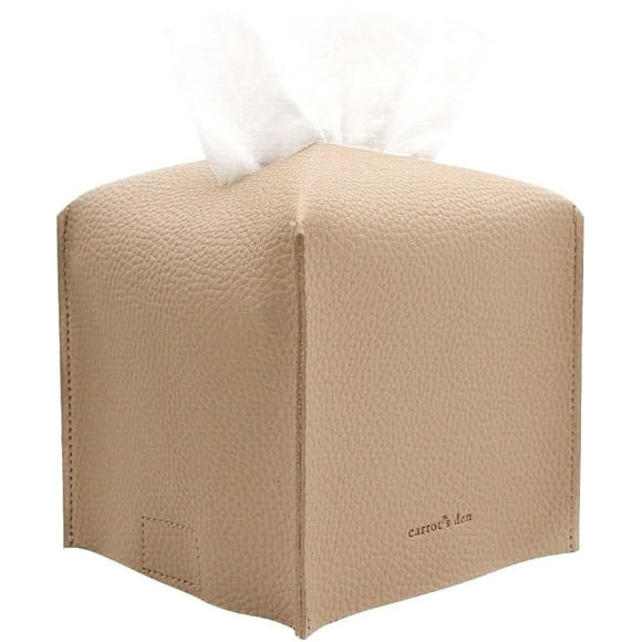 Funda para pañuelos Carrot's Den, piel sintética, color beige, 13 x 13 x 13 cm