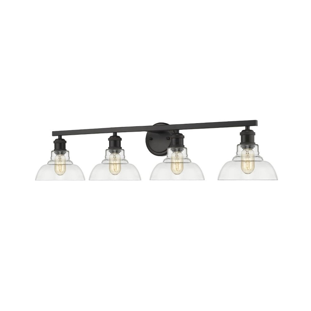 4 Light Bathroom Light Fixture in Black with Clear Glass Shades Bailey Street Home 170-Bel-3361577