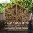 thumbnail image 6 of Sunjoy 69" Firewood Log Rack, Large Capacity Outdoor Solid Cedar Wood Firewood Storage Rack with Black Asphalt Roof and 2-Tier Shelf for Patio and Backyard, 6 of 8
