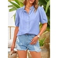 thumbnail image 6 of PRETTYGARDEN Women's Summer Button Down Shirts Short Lantern Sleeve V Neck Cotton Cute Dressy Casual Ladies Tops Blouses, 6 of 6