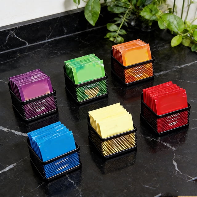 Organizador Magnético De Bolsas Té, Soporte Metal Bolsasté, Organizadores Paquetes Café Para Refrigerador, Encimera, Cocina, Estante Cesta Paquetes Té Para Gabinete, 6 Uds.