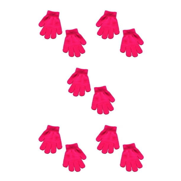 Minnieouse 1 par de guantes para niños Diseño de color sólido Accesorio de ropa Calentadores de dedos Calentador de manos de invierno para Rosa roja 5piezas
