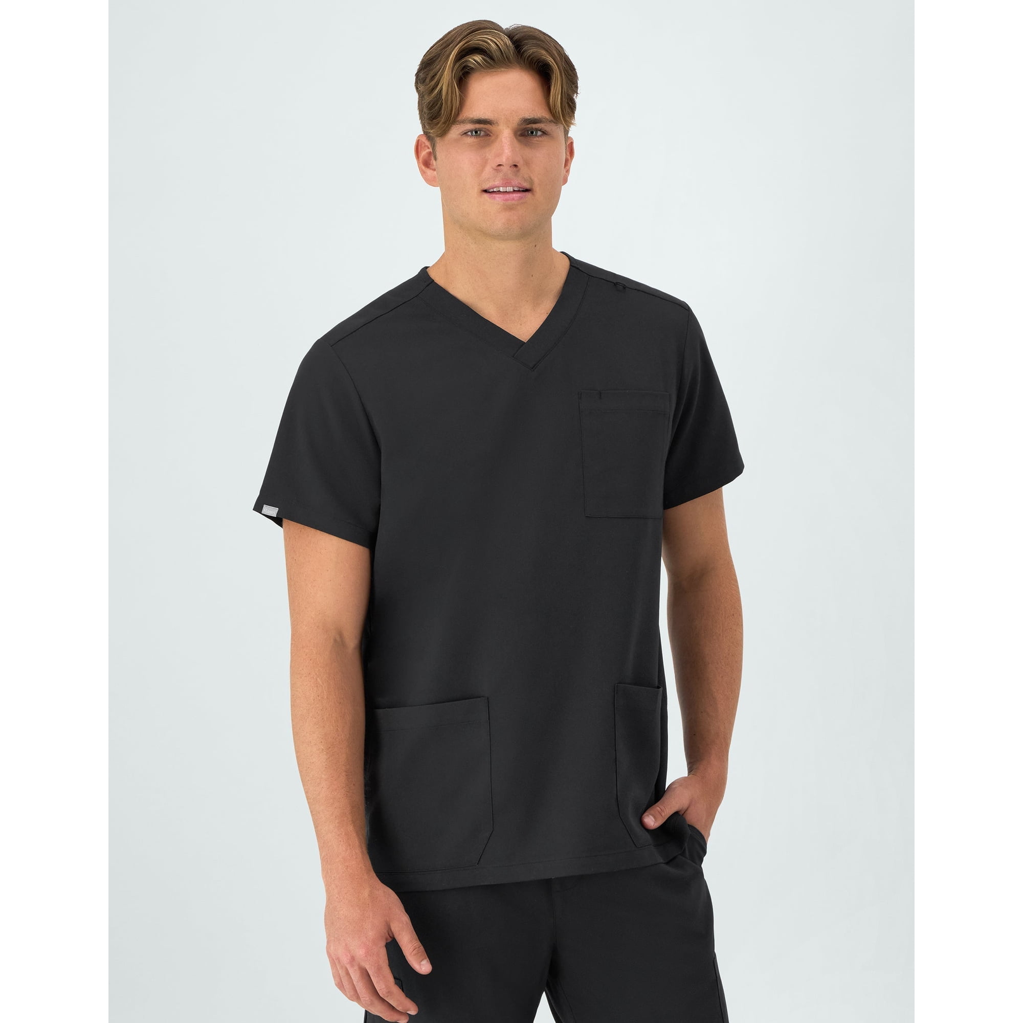 Hanes Comfort Fit Scrubs Men's V-Neck Scrub Top New Ebony S