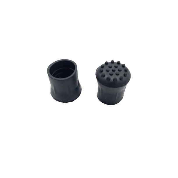 1" Extra Grip Black Rubber Replacement Cane Tips 2 Pack