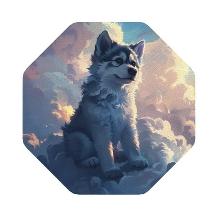 

Matuu Cloud Wolf for Cup Coasters Set of 6 Leather Coasters Desk Coasters for Office Measures 4” x 4” Octagon
