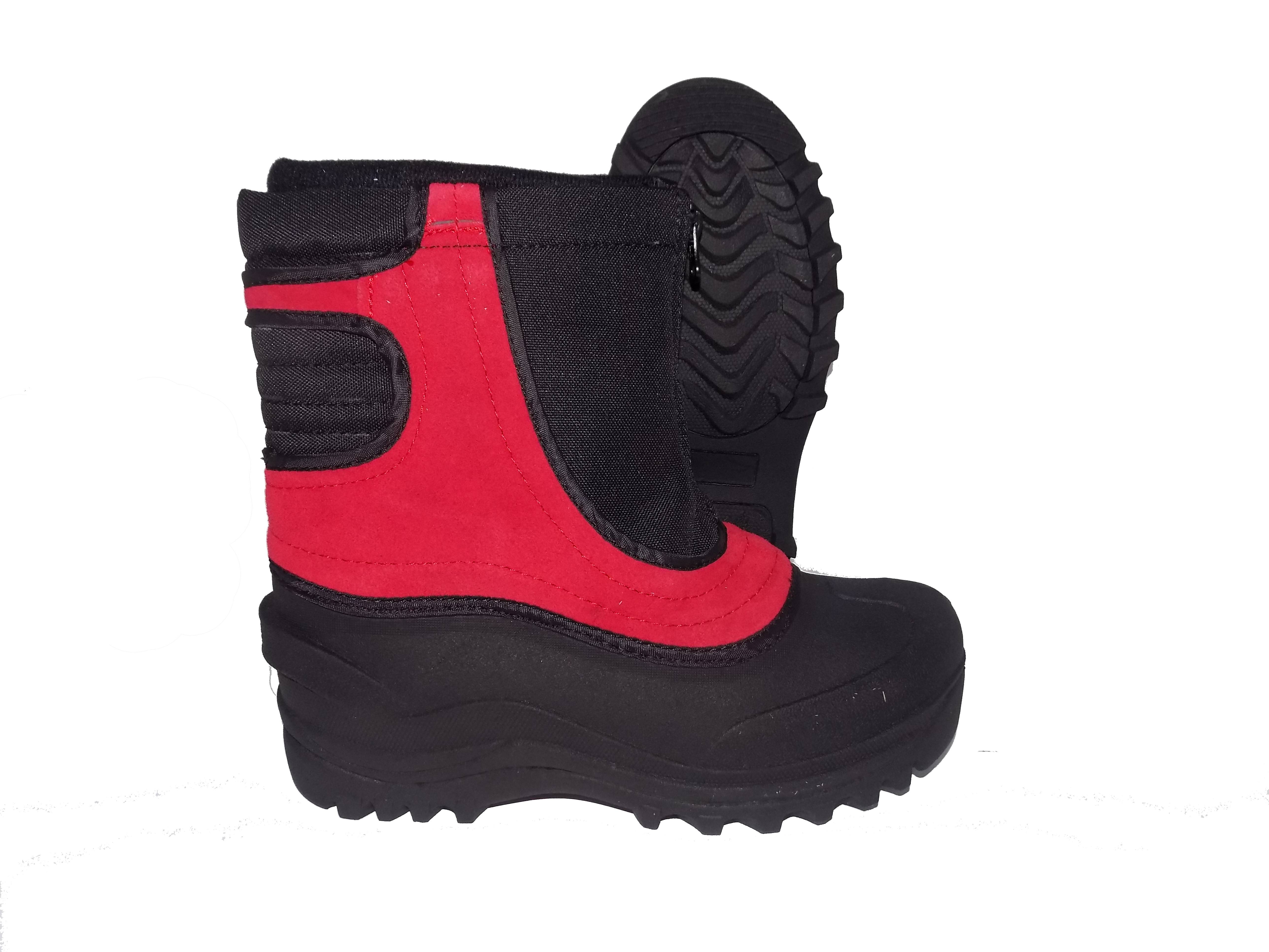 red and black snow boots