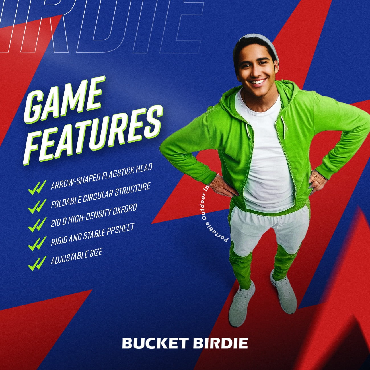 Bucket Birdie Backyard Golf Game Set, 9-Hole Pop-Up Target Buckets with Clubs, Balls, and Carrying Case