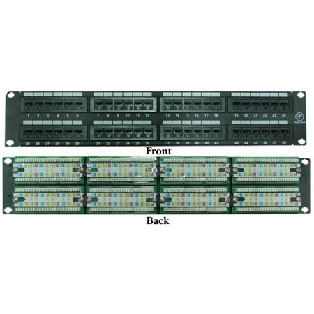 Patch Panel 568b 48 Port - ACCL 2 Unit Rackmount 48 Port Cat6 Patch Panel, Horizontal 110 Type 568A & 568B Compatible, 2pk