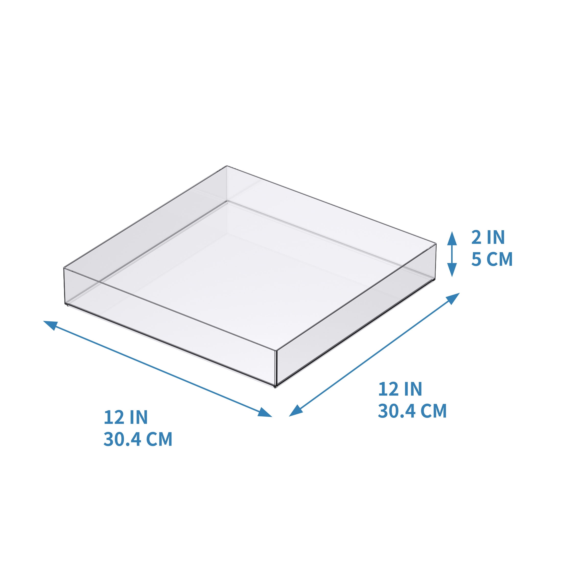 12" x 12" Clear Stackable Storage Tray by Simply Tidy - Slim Plastic Organizer for Scrapbook Paper - Craft Supplies & Office Essentials - 1 Pack